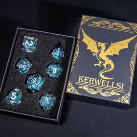KERWELLSI liquid core glow, blue dice shining during sessions.