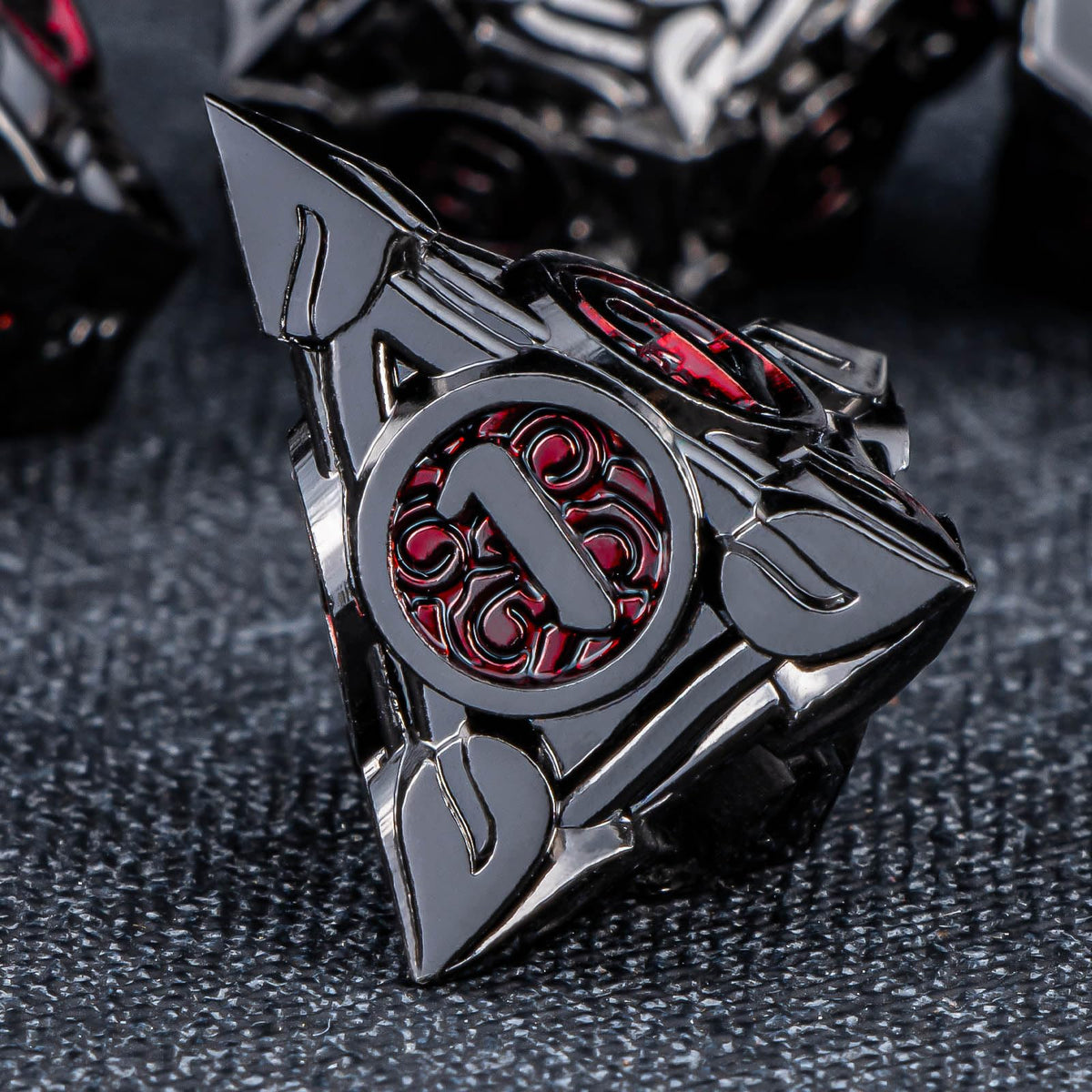 KERWELLSI dice in black and red color contrast for dramatic RPG sessions.