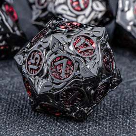 KERWELLSI metal DND dice set with nature vines leaf motif for table presence.