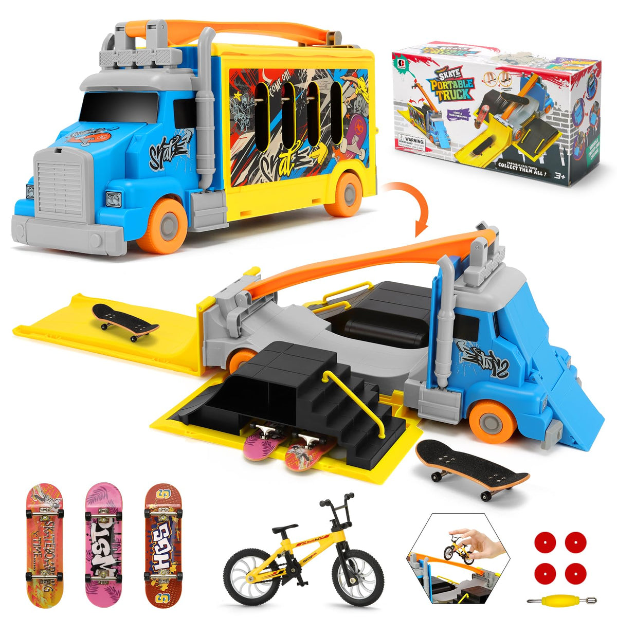KETIEE finger-skatepark truck folded for compact storage and on-the-go play
