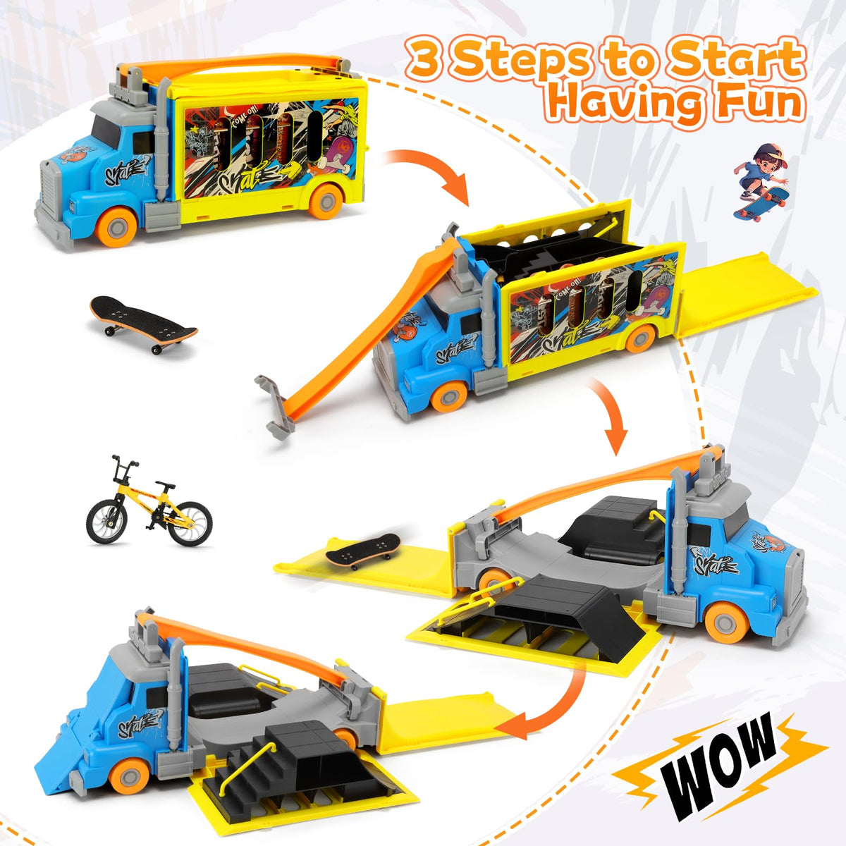 KETIEE finger-skatepark truck unfolded with ramps for varied tricks