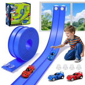KETIEE Flex Tracks 16ft setup showing portable racetrack for indoors.