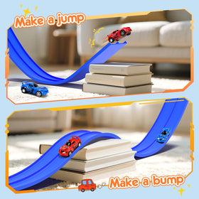 KETIEE Flex Tracks compatible with 1/64-scale diecast cars for realistic play.