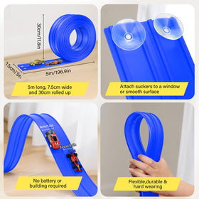 KETIEE Flex Tracks ideal for indoor and outdoor play on smooth surfaces.