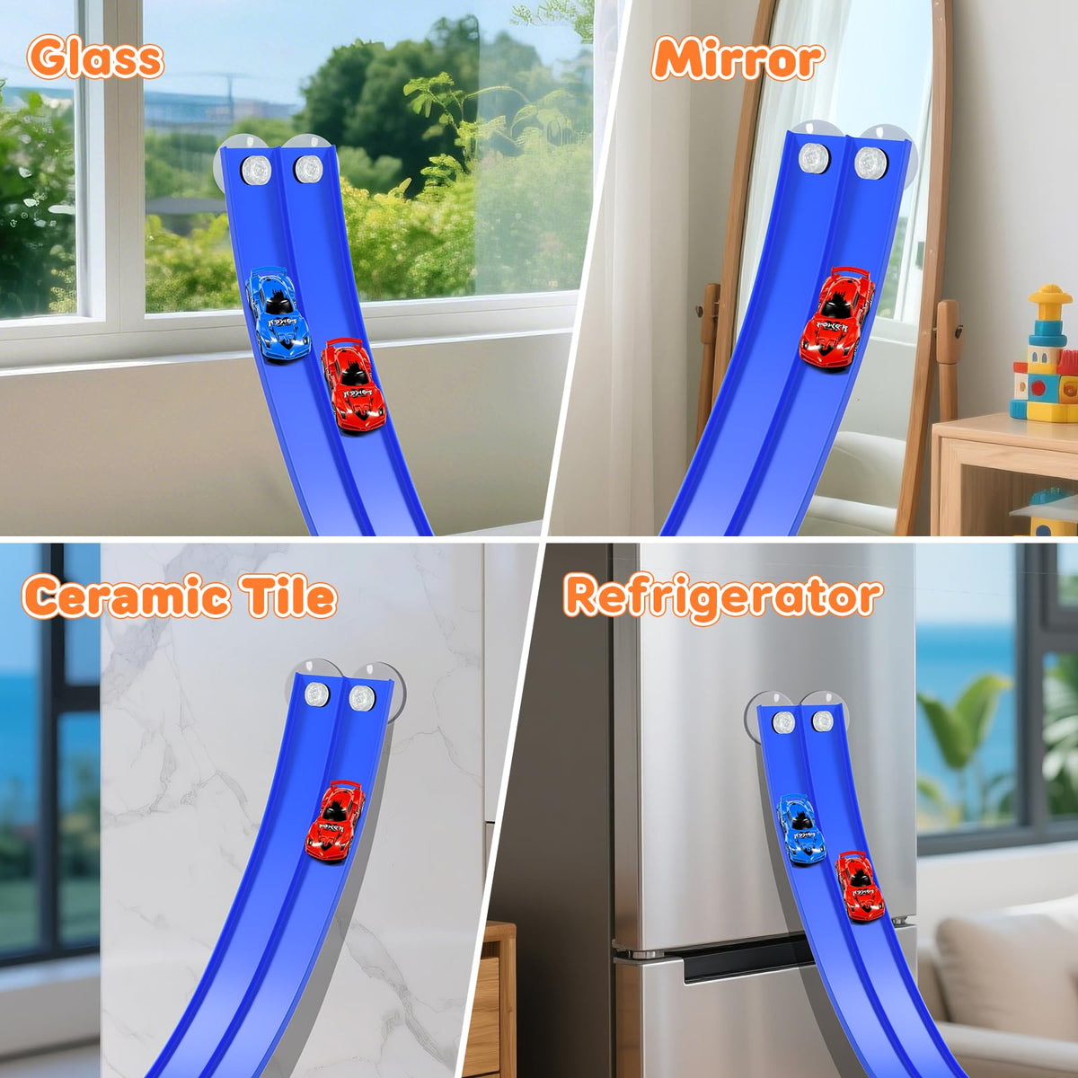 KETIEE Flex Tracks long 16-foot track length supports extended races.