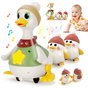 Ketiee tummy time duck mama dancing with lights to encourage lifting