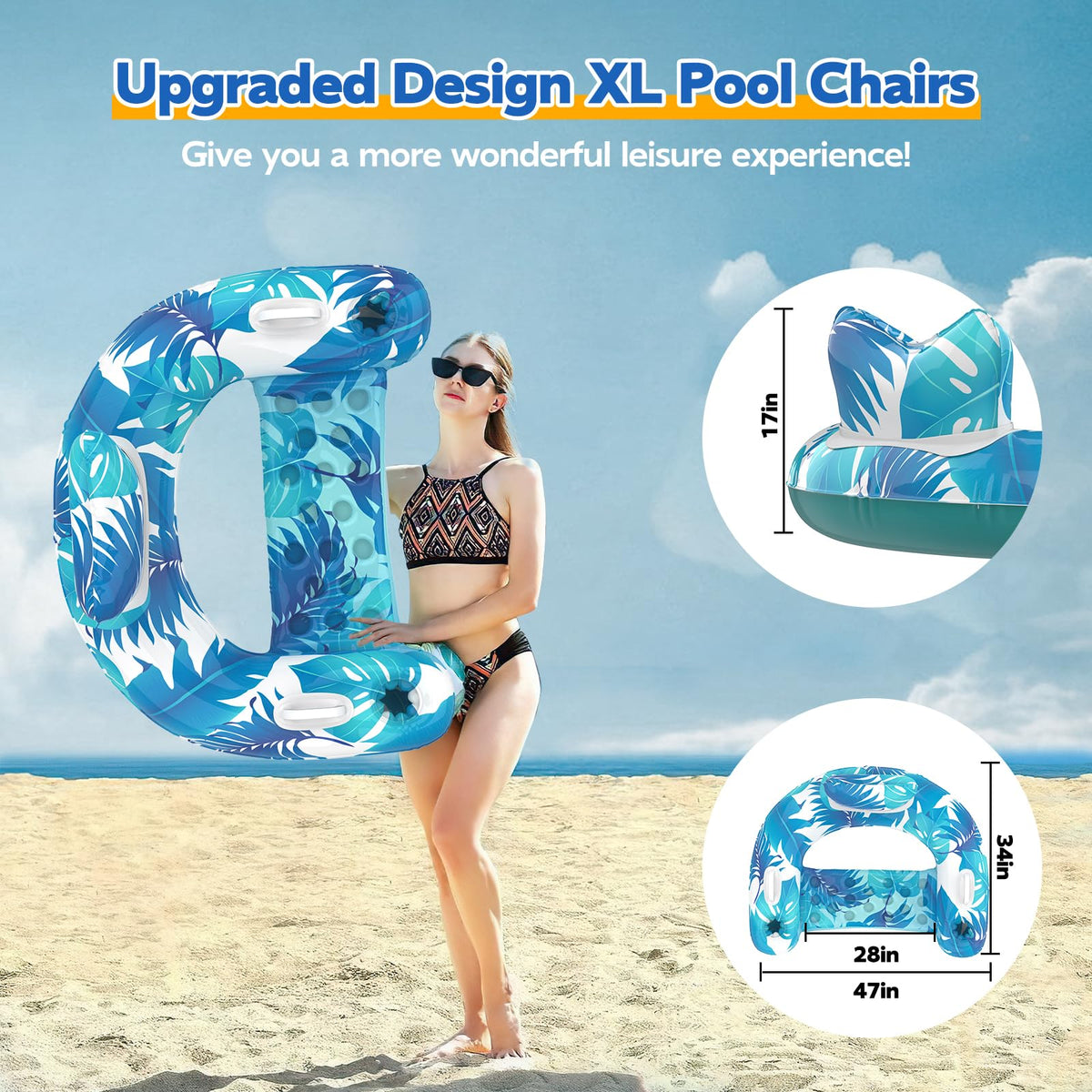 KEUCL pool floats three-chamber design adds safety and stability