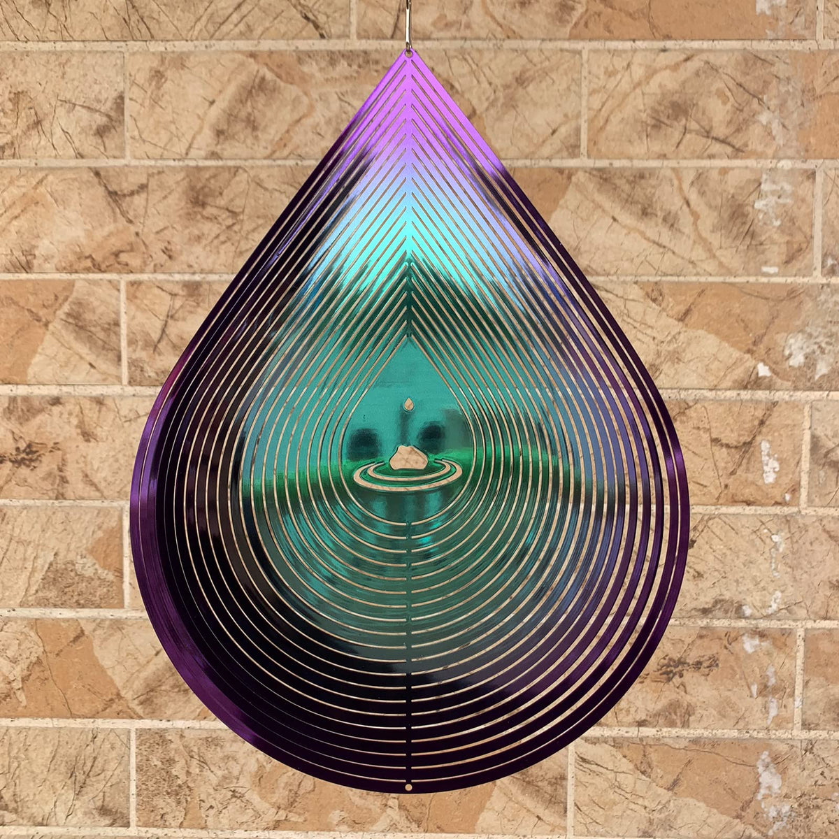 Kexsscai wind spinner 12in water droplets in green and purple add dynamic garden color.