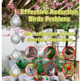 Kexsscai wind spinner sparkles in sun, enhancing yard decor while deterring birds.