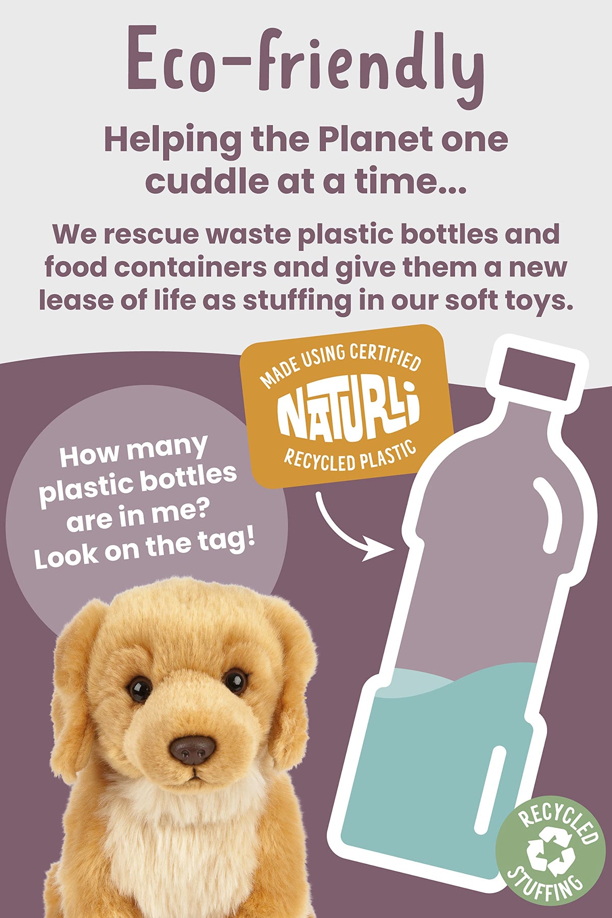 Keycraft Living Nature Golden Retriever educational tag, sharing pup care basics.