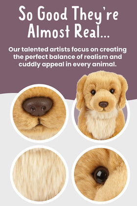 Keycraft Living Nature Golden Retriever plush showing face and expressive eyes.