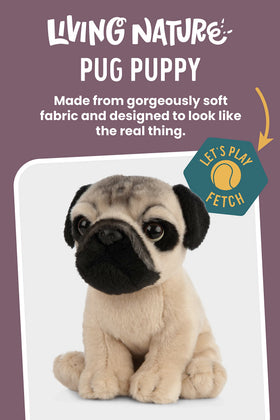 Keycraft Living Nature Pug Puppy plush eyes provide lifelike expression for comforting companionship