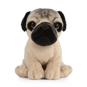 Keycraft Living Nature Pug Puppy plush with detailed fur texture for cozy playtime
