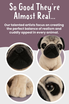 Keycraft Living Nature Pug Puppy wrinkled-face design invites tactile cuddling