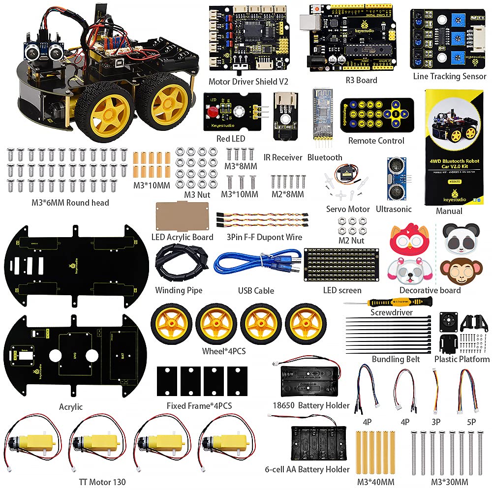 KEYESTUDIO Smart Car Robot battery box image highlighting power options.