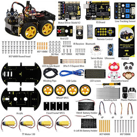 KEYESTUDIO Smart Car Robot battery box image highlighting power options.