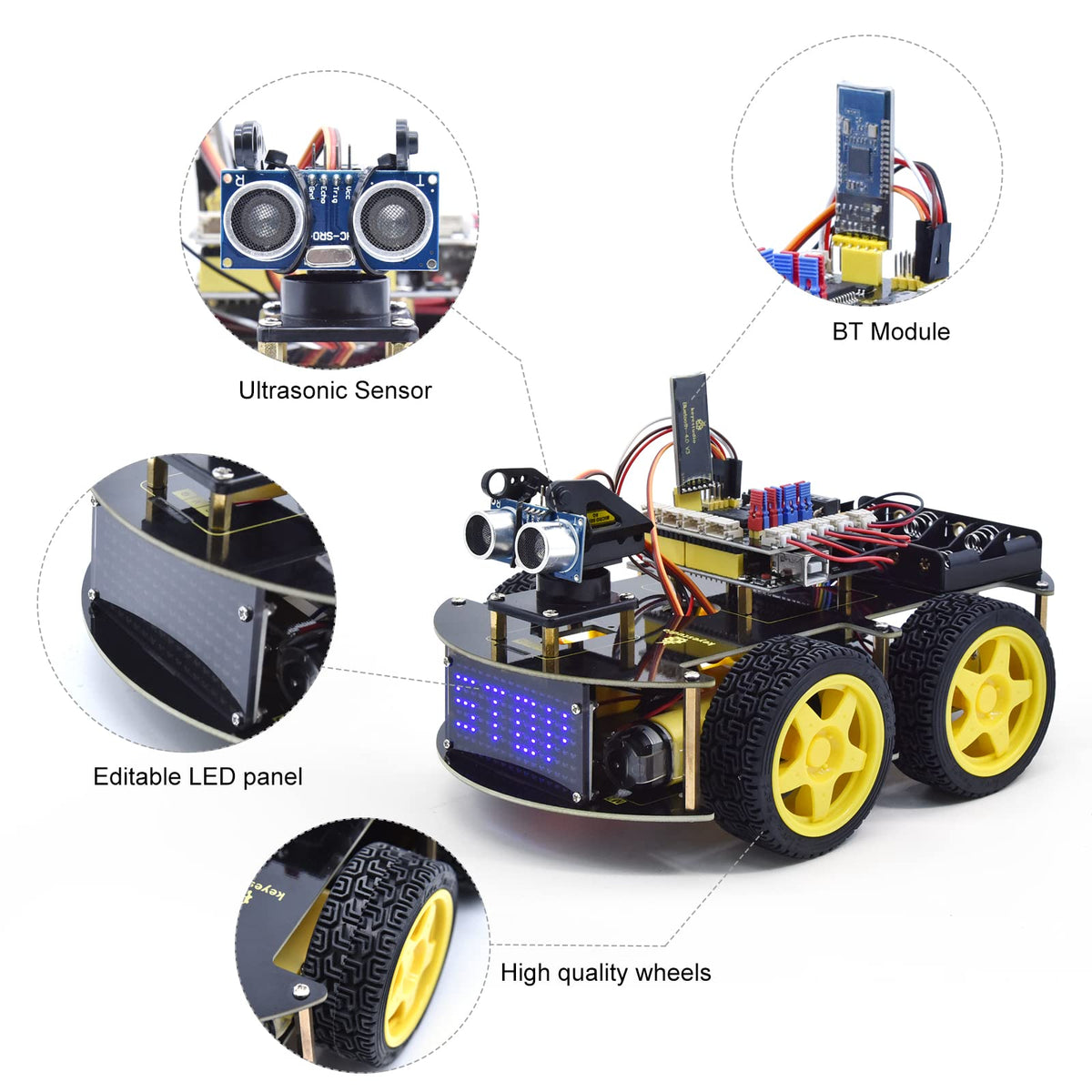 KEYESTUDIO Smart Car Robot BLE app control for Android and iOS learning journeys.