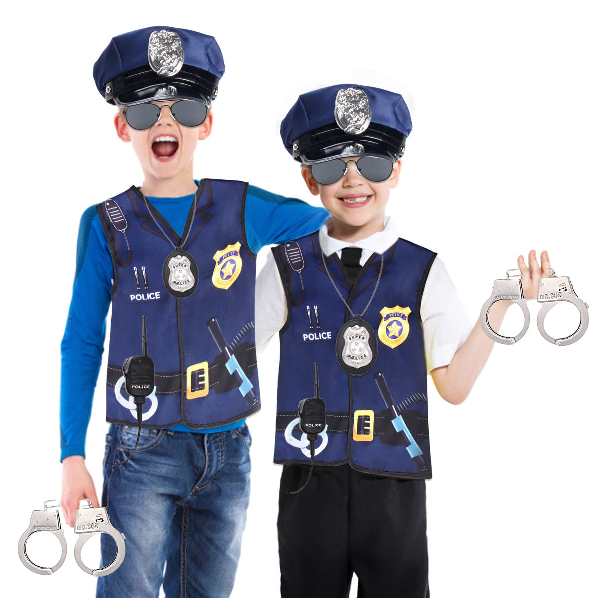 Keymall 6-piece police costume set on display for kids