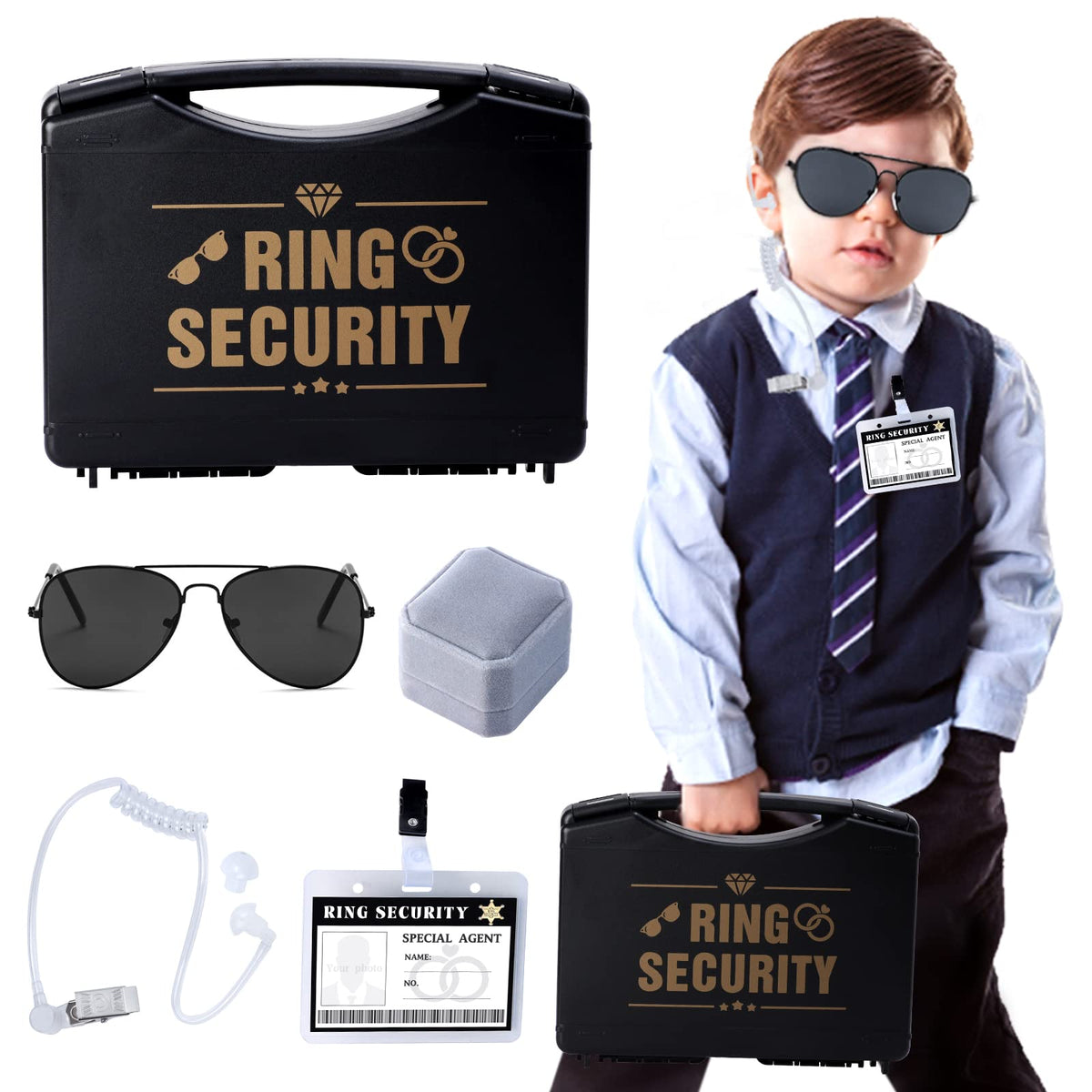 Keymall Ring Bearer Accessories Set in a black security case for a smooth aisle moment.