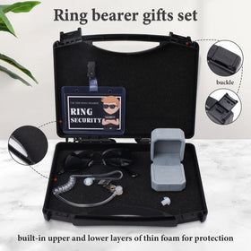 Keymall velvet ring box with two ring holders for secure ring placement.