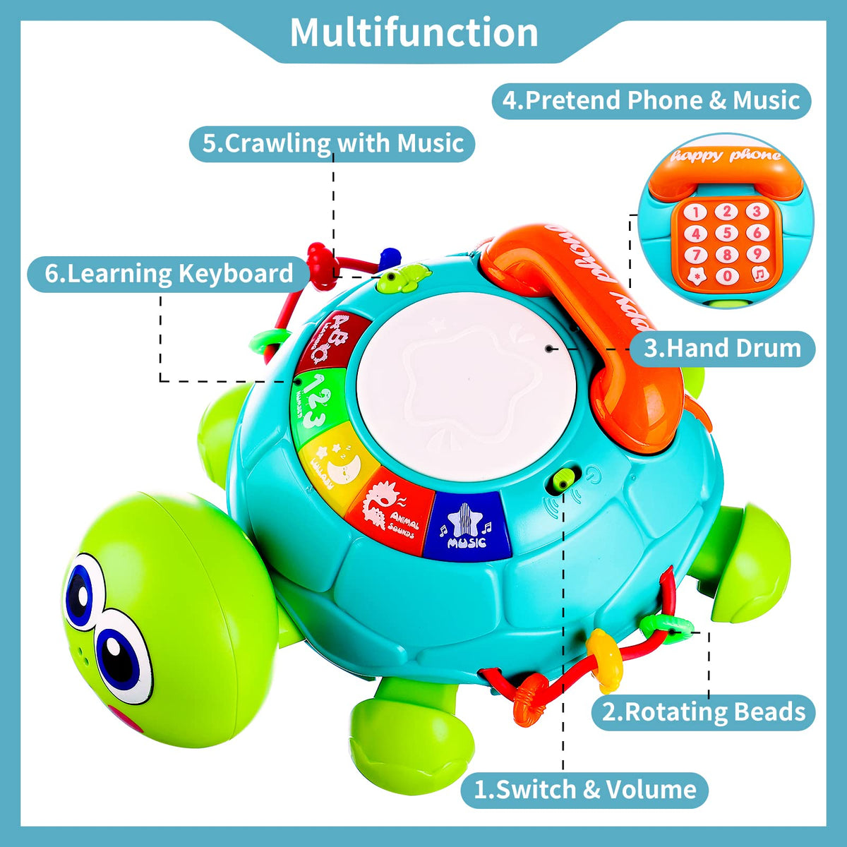Keysense turtle produces animal sounds to spark recognition