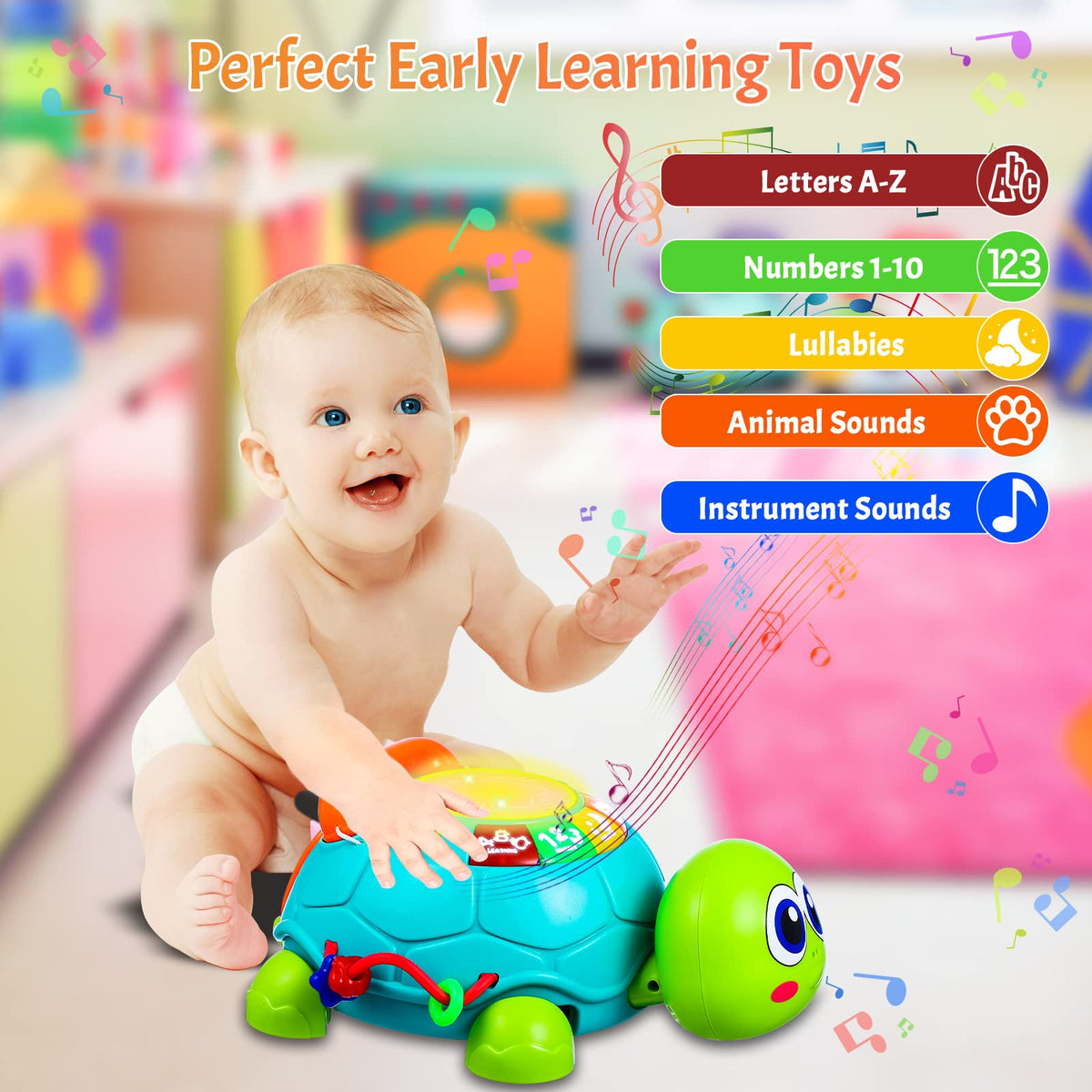 Keysense turtle phone toy with dialing sounds enabling pretend play