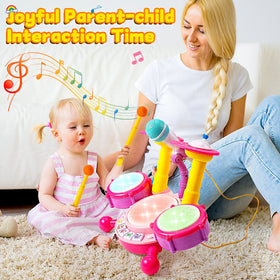 Keysense drum set with microphone for singing play and performances.