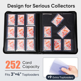 Keyufox binder interior displays 9-pocket pages for organized card storage.