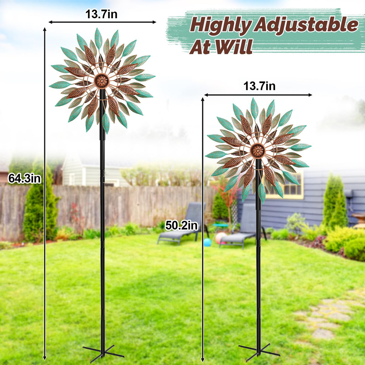 KHayRovies wind spinner features a stable five-prong base for balance.