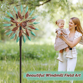 KHayRovies wind spinner uses rust-proof paint for durable outdoor decor.