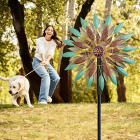 KHayRovies yard art wind spinner brings motion to lawns and paths.