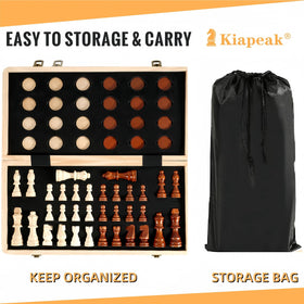 Kiapeak 15-inch magnetic chess board ready for casual play anywhere.