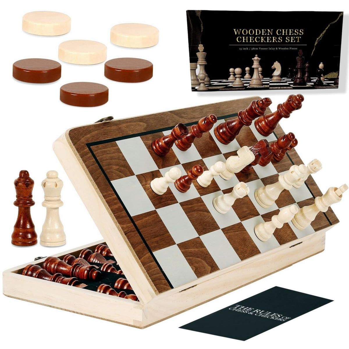 Kiapeak chess board folded for easy travel and compact storage.