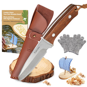 Kibbidea First Kids Knife with olive wood handle offers comfortable grip for beginners.