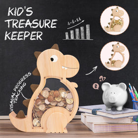 Kibelly safe natural wood piggy bank with smooth, burr-free finish