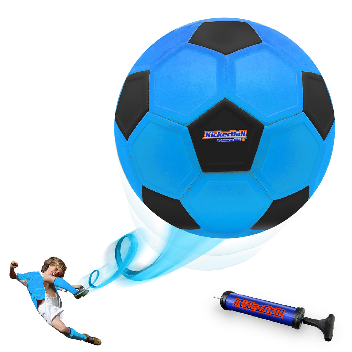 Kickerball curve ball front view for improved control and curve mastery.