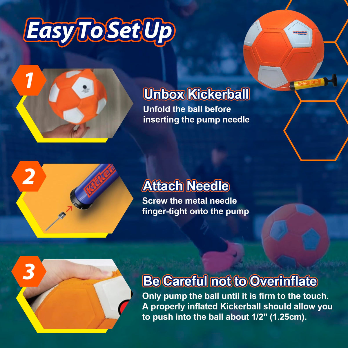 Bright orange Kickerball on field boosts visibility during play
