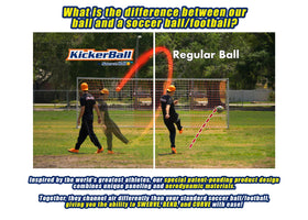 Kickerball training ball aids goalkeepers and defenders to sharpen skills