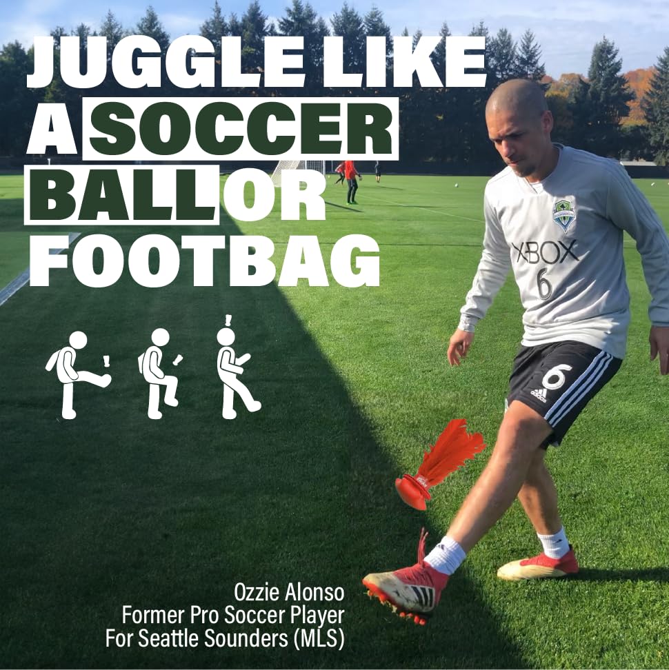 Kickit Birdie Trainer red in action for kicking practice and ball control