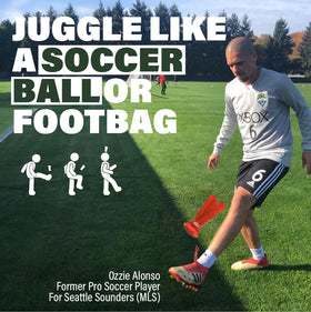 Kickit Birdie Trainer red in action for kicking practice and ball control