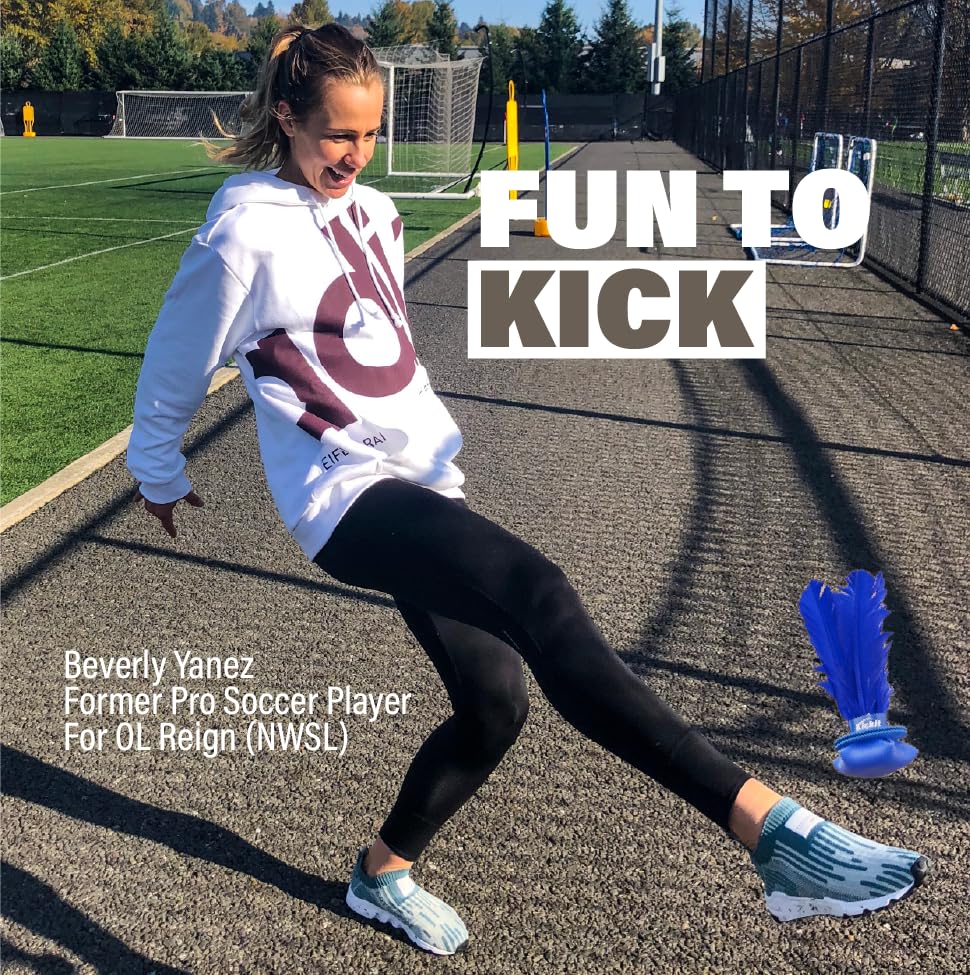 Kickit blue birdie trainer travel-friendly setup for beach or tailgate gatherings.