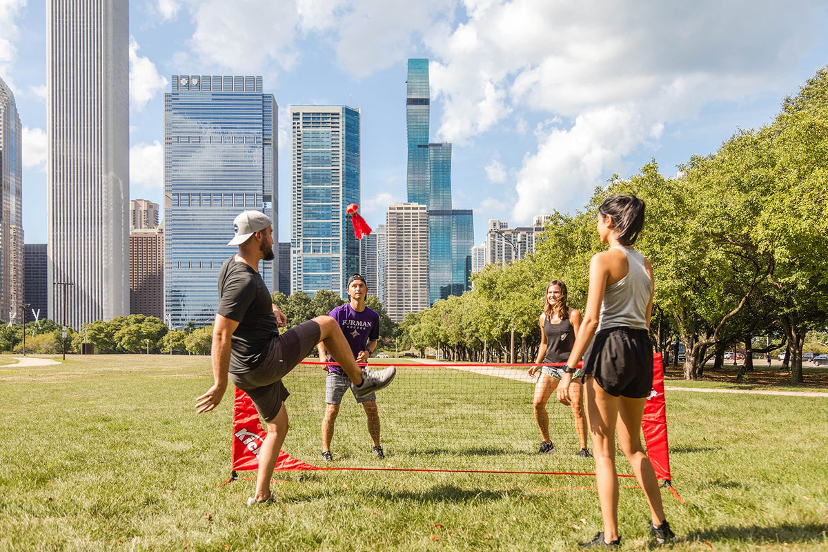 Kickit family fun backyard scene illustrates inclusive play for all ages.