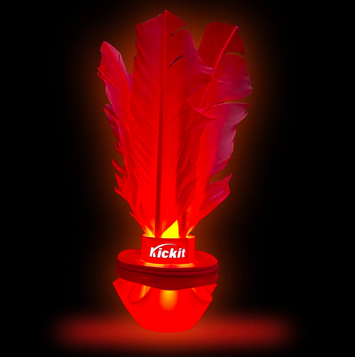 Kickit Inferno LED Birdie Trainer front view for night play and skill building