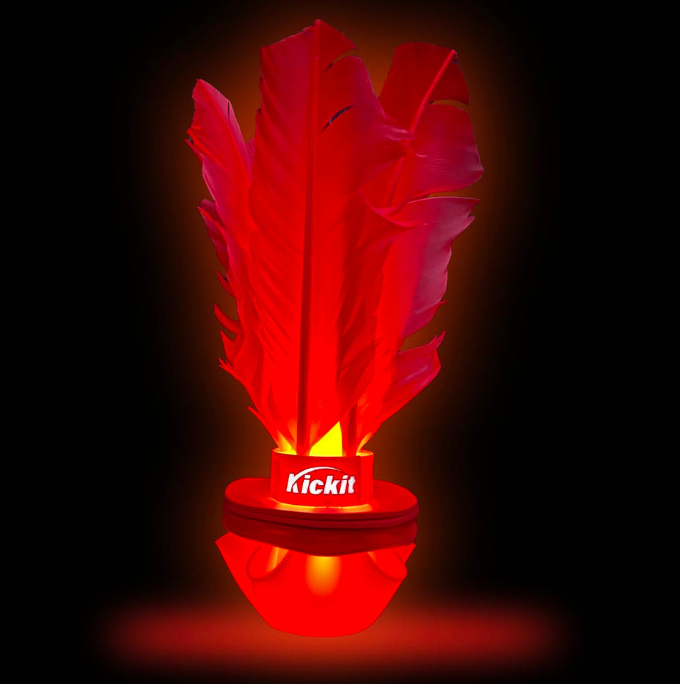 Kickit Inferno LED Birdie Trainer front view for night play and skill building