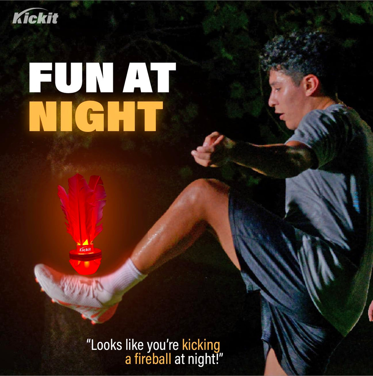 Kickit Inferno LED Birdie Trainer side view ideal for practicing control and kicking accuracy