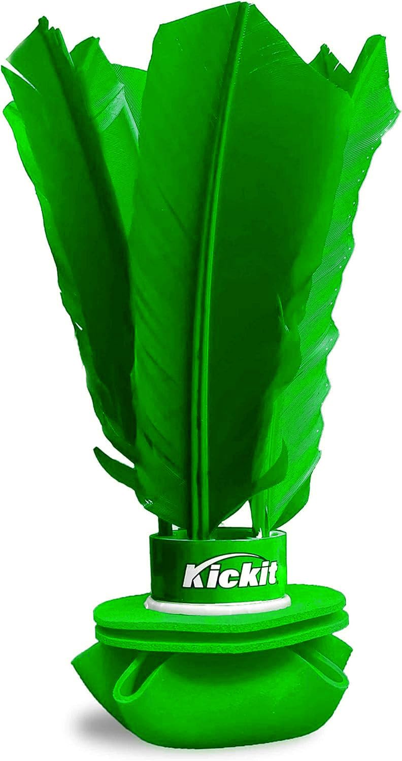 Kickit original birdie trainer in air flight demonstrates slow motion kicks for skill practice