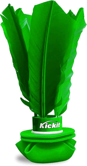 Kickit original birdie trainer in air flight demonstrates slow motion kicks for skill practice