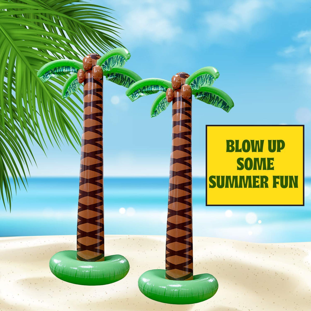Kicko Hawaiian pool decor palm trees pair enhances poolside party vibe.