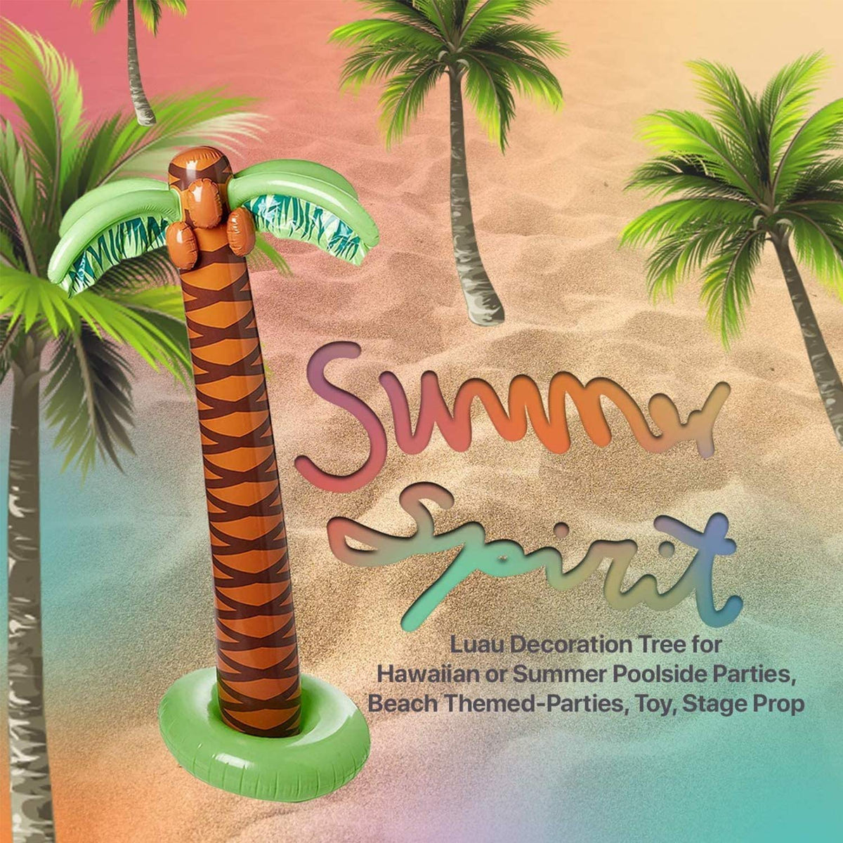 Kicko poolside luau decor palm tree inflatable for easy setup.