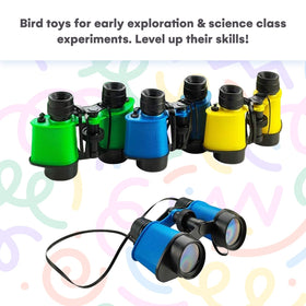 Colorful camping-themed party favors from Kicko binoculars encourage outdoor exploration.